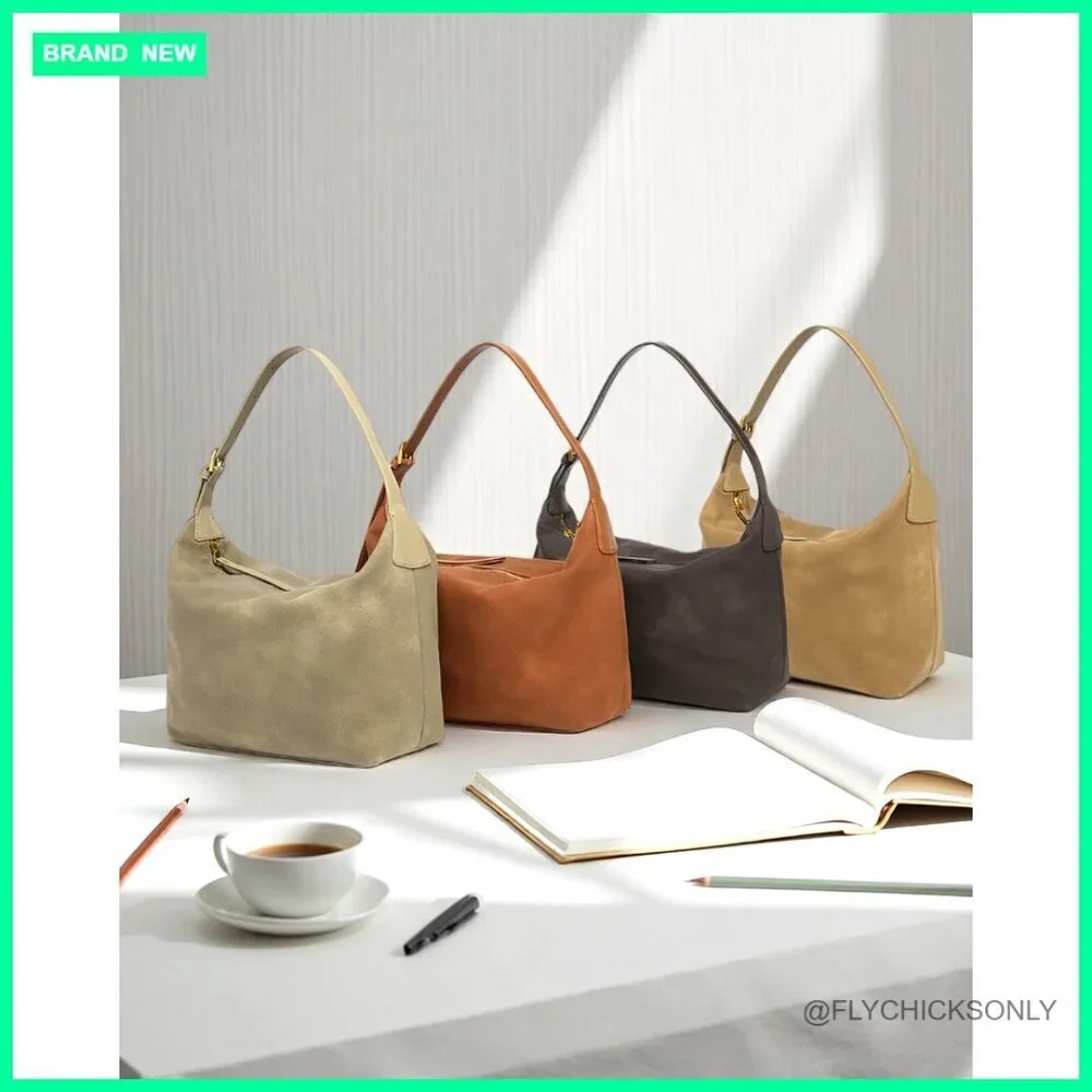 Medium Suede Hobo Bag Adjustable Strap Crossbody Shoulder Purse